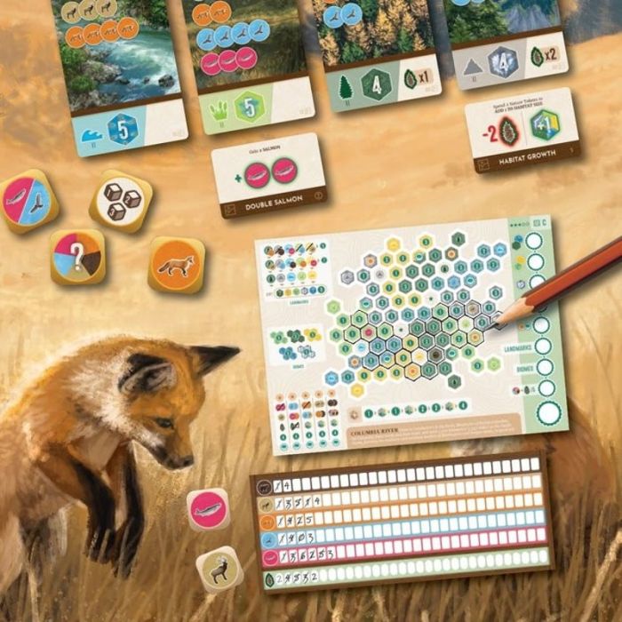 Componenti Cascadia gioco da tavolo