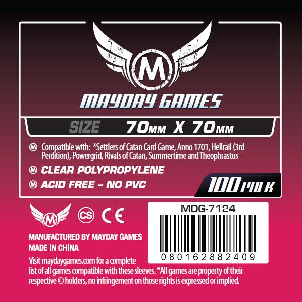 Bustine Protettive 70x70mm Red Label per Giochi da Tavolo – Mayday Games (100 Pezzi)