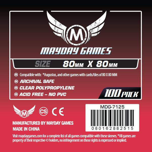 Bustine Protettive 80x80mm Red Label per Giochi da Tavolo – Mayday Games (100 Pezzi)