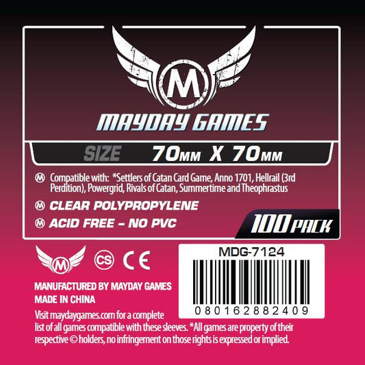Bustine Protettive 70x70mm Red Label per Giochi da Tavolo – Mayday Games (100 Pezzi)